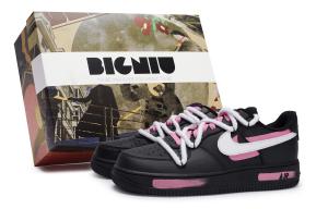 Кроссовки Nike Air Force 1 Skateboarding Shoes Unisex Low-top White/Rose Red, черный/белый/красный