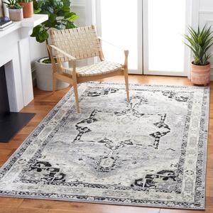 SAFAVIEH, 92 x 153 см, ковер для декора из коллекции Brentwood - Silver & Black, дизайн с медальоном и эффектом потертости, не линяет и прост в уходе, идеален для помещений с высокой проходимостью в прихожей, гостиной, спальне (BNT852H)