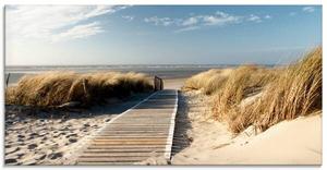 Стеклянная картина Artland Nordseestrand auf Langeoog, 100x50x2 см, кремовый