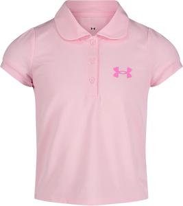 Under Armour Girls Short Sleeve Polo Collared Shirt, Chest Logo, Soft & Comfortable, Pink Sugar