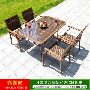 Комплект садовой мебели Green Water: 4 стула, стол прямоугольный стеклянный, 120 см (№05)