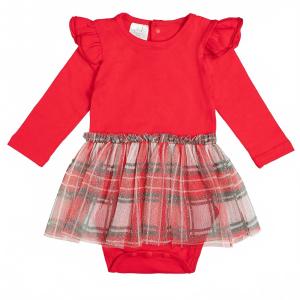 Праздничный клетчатый комбинезон-туту для девочек, красный Sweet Wink, красный