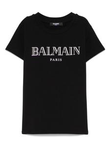 Balmain Kids футболка с логотипом, черный