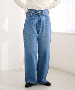 Широкие прямые джинсовые брюки с поясом-лентой Coen, цвет Cobalt