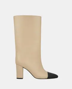 Высокие кожаные сапоги черного цвета с контрастным носком LODI Lodi