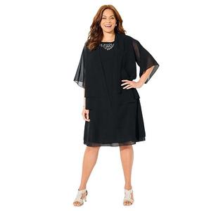 Женское платье-куртка из жоржета двойного слоя plus size Catherines, Black