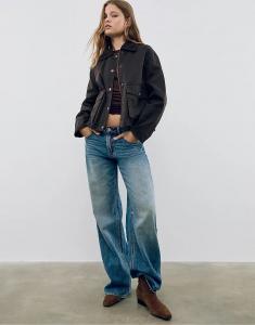 Короткая вощеная парка Stradivarius Contrast коричневого цвета