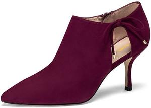 Женские ботильоны XYD с вырезами и бантами, высокие на шпильке, закрытый острый носок, короткие с боковой молнией, для вечеринок и нарядной носки на улице, Wine Red