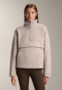 Джемпер OYSHO FAUX-SHEARLING WITH FRONT POCKET, Light Grey