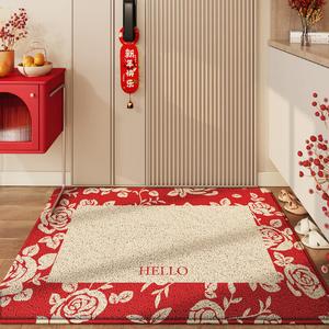 Dajiang Ковер 90х150 см для прихожей, красный, легко чистить, моющийся, удаляет пыль
