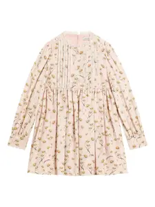 Платье с кружевом и цветочным принтом Dolce & Gabbana Kids, нейтральный