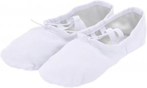 Танцевальные туфли для девочек, балетные туфли из парусины, мягкие и легкие, с эластичными шнурками, для гимнастики Generic, белый