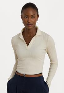 Джемпер Lauren Ralph Lauren RIB-KNIT LONG-SLEEVE POLO TOP, Mascarpone Cream/Off-White