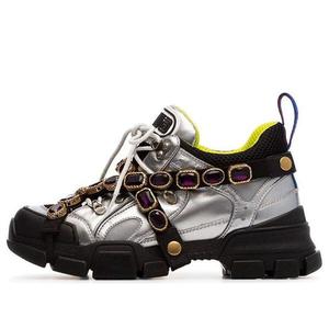 Кроссовки flashtrek crystals 'silver' Gucci, серебряный