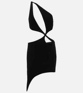 Асимметричное платье-мини из крепа с вырезом Mônot