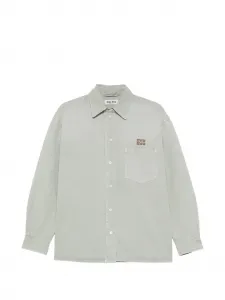 Рубашка-оверсайз с нагрудным карманом MIU MIU, зеленый