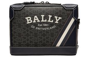 Хлопковая сумка-бокс с кожаными вставками, наплечная сумка, сумка через плечо Мужская Морской синий BALLY