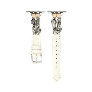IBOANN Часы Strap Apple Compatibility Bead Material, Beads Vintage Single Wrap Belt-White