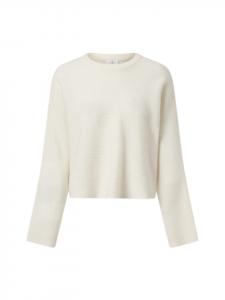 Шерстяной свитер с круглым вырезом белого цвета CASH-MERE.CH