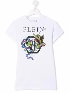 Платье-футболка с принтом Philipp Plein Junior, белый