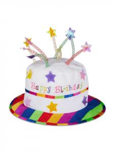 Relaxdays Шляпа 4x Hut "Happy Birthday Torte" in Weiß/ Bunt
