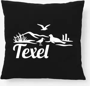 Подушка Huuraa Texel Netherlands Gift 40x40 см с наполнителем Black Cotton Texel Decor Hellweg Druckerei