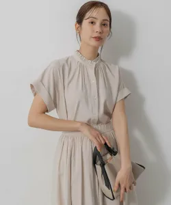 Блузка с воротником-стойкой и оборками из тесьмы Suite L, цвет Ivory [002]