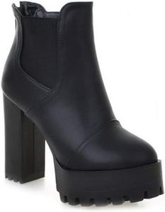 Женские ботильоны на платформе с высоким каблуком, водонепроницаемые, с круглым носком, на молнии, эластичные, нарядные короткие ботинки JOEUSTY, Black