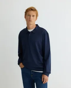 Мужская рубашка-поло с длинным рукавом больших размеров Rushmore, темно-синий