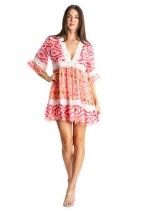 Платье-мини Natasha с кружевной отделкой La Moda Clothing, мультиколор