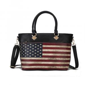 MKF Collection Женская сумка-тоут Lilian из веганской кожи с флагом от Mia K, черный