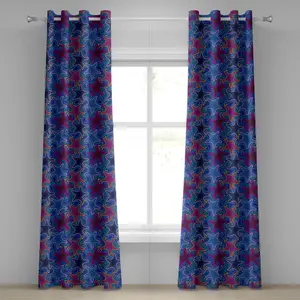 Психоделическая штора на люверсах ABAKUHAUS с морским принтом в горошек, морскими звездами и галькой, декоративная двухпанельная штора на окно, 280 см x 175 см, бирюзовый цвет Abakuhaus