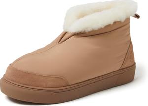 Зимние ботинки Dearfoams для женщин Fireside из нейлона с австралийской шерстяной подкладкой, водоотталкивающие, для после зимних прогулок, Tan Driftwood