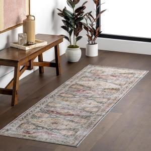 Ковер nuLOOM, 77 x 244 см, со стиральной машинкой, водонепроницаемой поверхностью, устойчивостью к пяткам, винтажный традиционный ковер для гостиной, столовой, офиса, Rora Sage