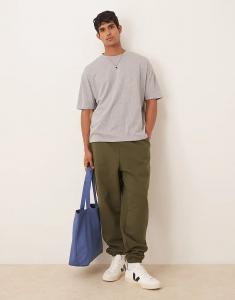 Премиальные плотные свободные брюки-джоггеры ASOS DESIGN из ткани плотностью 400 г/м² темно-зеленого цвета