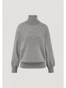 Hessnatur Вязаный свитер с высоким воротником светло-серого цвета