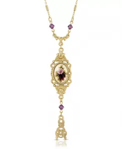 Ожерелье с подвеской в виде цветочной капли 2028, purple