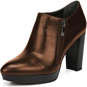 Женские модные ботильоны XYD с массивным каблуком и платформой, зауженный носок, боковая молния, обувь для вечеринок и работы, Bronze