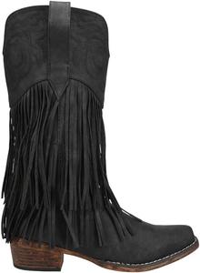 Женские ботинки Roper Rickrack с открытым носком, повседневные, средняя длина, низкий каблук 1-2 - черные