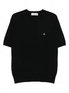Свитер с короткими рукавами и вышитым логотипом Vivienne Westwood, черный