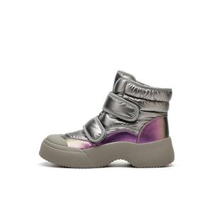 Женские зимние ботинки DAPHNE стеганые на липучке, серо-фиолетовый