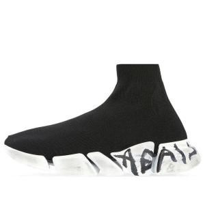 Кроссовки speed 2.0 graffiti sneakers 'black recycled knit and white sole unit' Balenciaga, черный