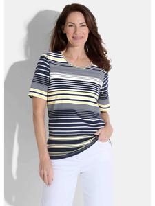 GOLDNER Короткий размер: Футболка желтого / темно-синего / белого цвета / с узором