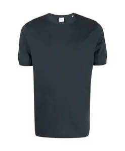 Вязаная футболка темно-синего цвета с напечатанным логотипом. Aspesi, синий