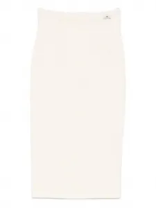 Юбка-карандаш миди в рубчик Elisabetta Franchi, нейтральный
