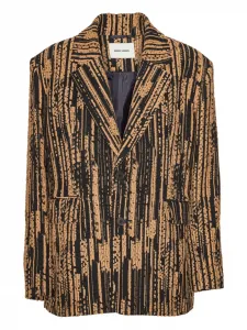 Пиджак в полоску на пуговицах Henrik Vibskov, коричневый