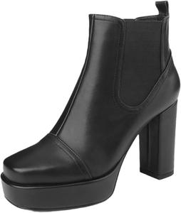 Женские ботильоны с острым носком, на массивном каблуке, с боковой молнией No Brand, Dark 8.5