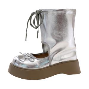 Ботильоны женские цвета экрю/серебро/шампанское Boldi Kuki, Ecru