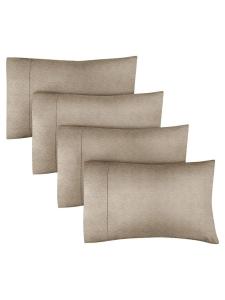 Комплект из 4 наволочек из мягкой микрофибры с двойной обработкой - размер Queen CGK Unlimited, Heathered beige, Queen