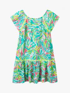 Детское платье с коротким рукавом и листовым принтом в стиле крой Benetton, Multicolor